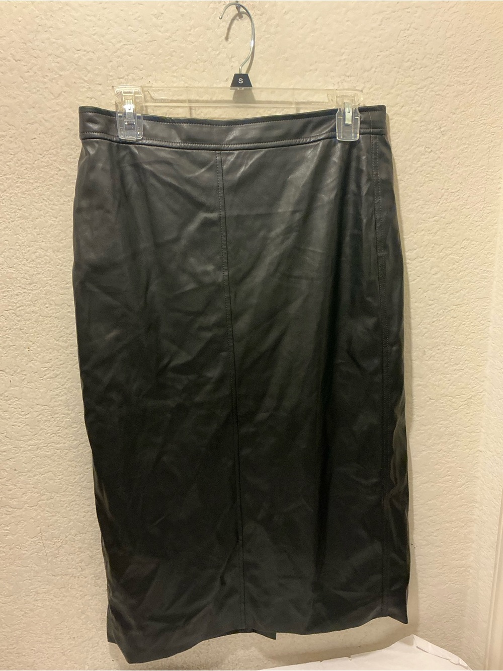 J. Crew Black Faux Leather Midi Skirt